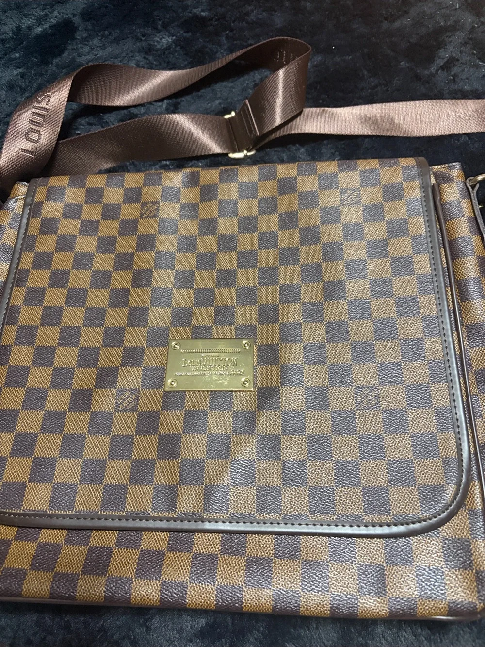 Classic Brown Check Messenger Bag - Designer Plaid Shoulder Bag